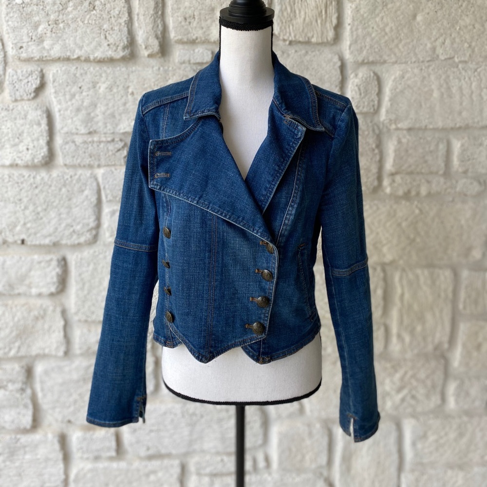 Free People Denim Military Jacket / Size Small